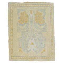 Tappeto Turco Donegal in Lana e Canapa 3x4 Tan e Azzurro fatto a mano