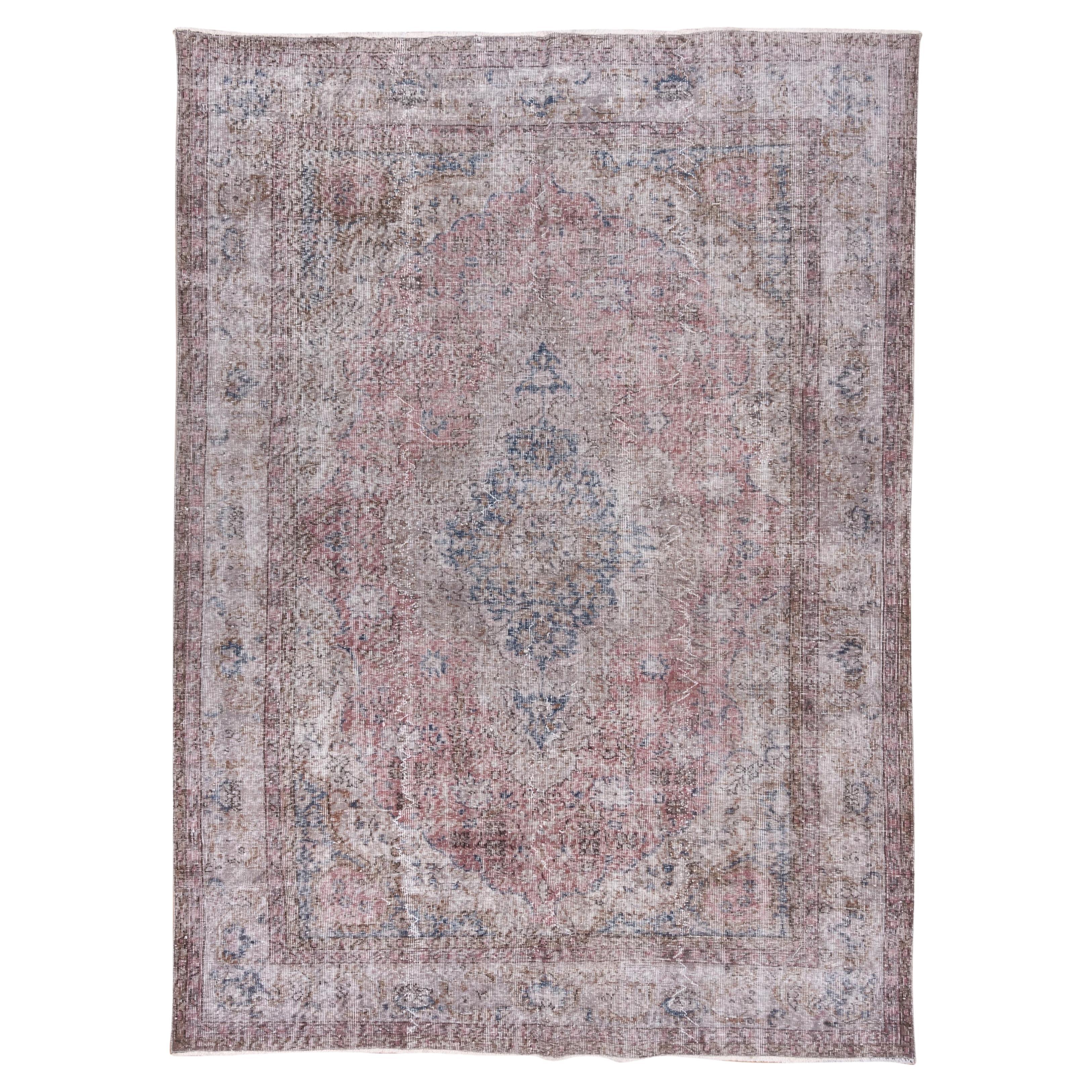 Turkish Dyed Sparta Rug in Smoke Purple - Washed Effect - 1940 For Sale