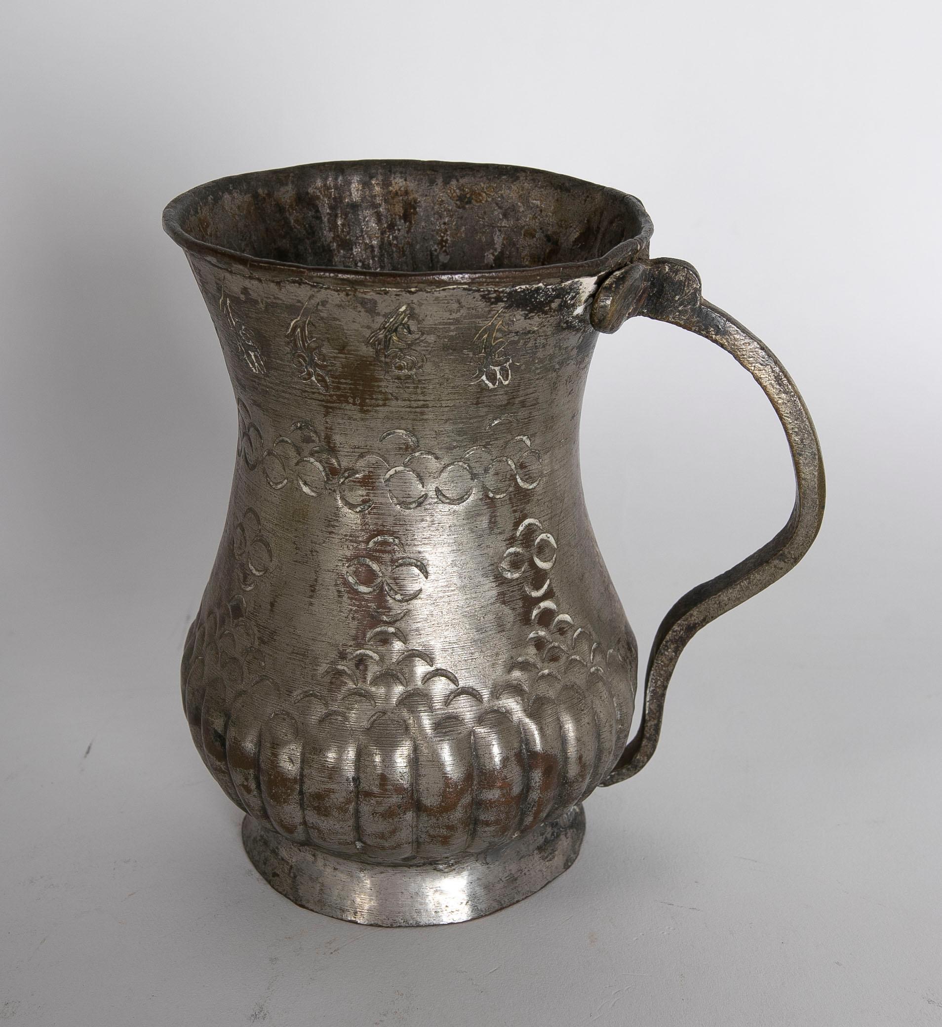 Turkish Embossed Copper Jug with Handle 1