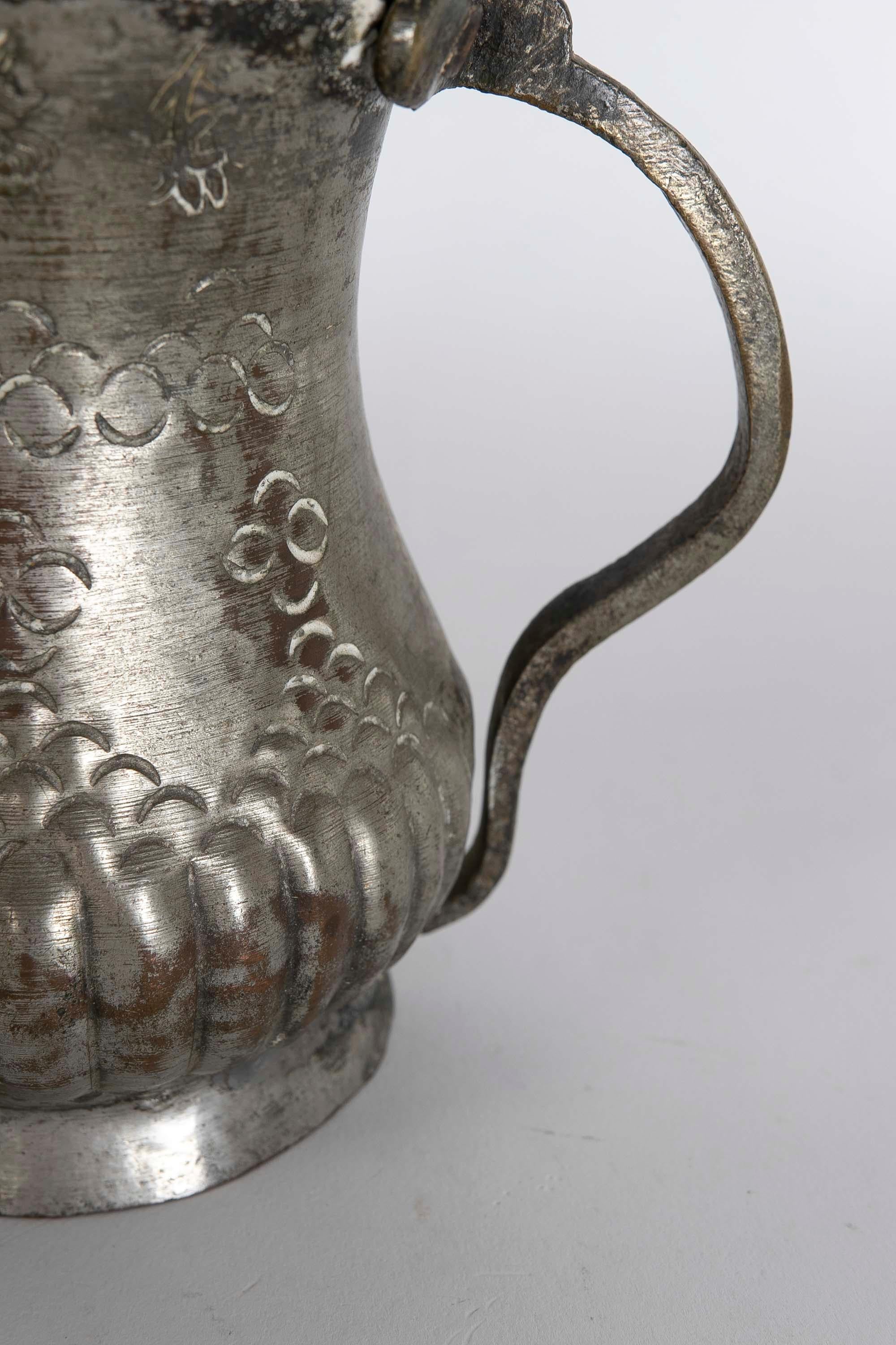 Turkish Embossed Copper Jug with Handle 3