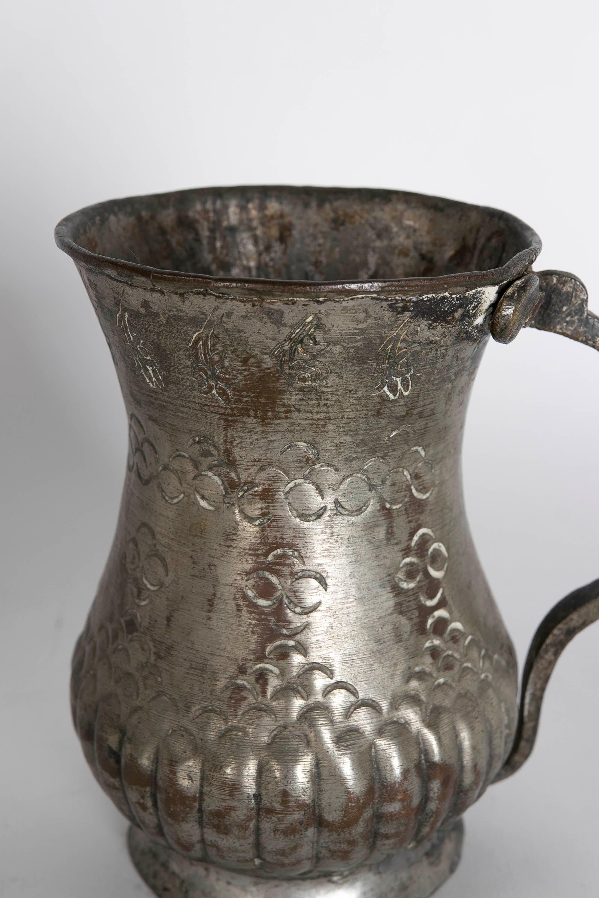 Turkish Embossed Copper Jug with Handle 4