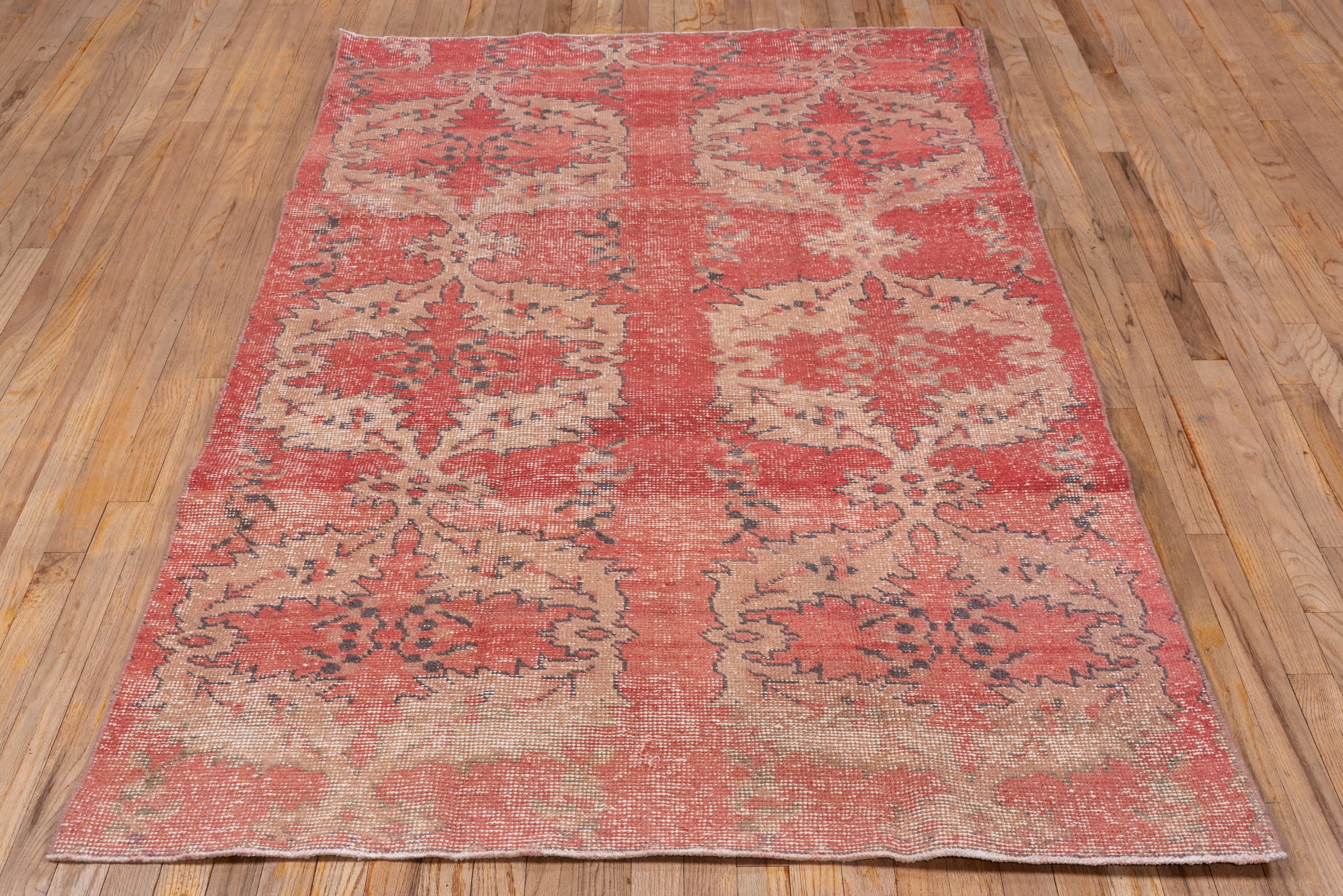 Turkish Faded Red Rug with Geometric Patterns Across For Sale 1