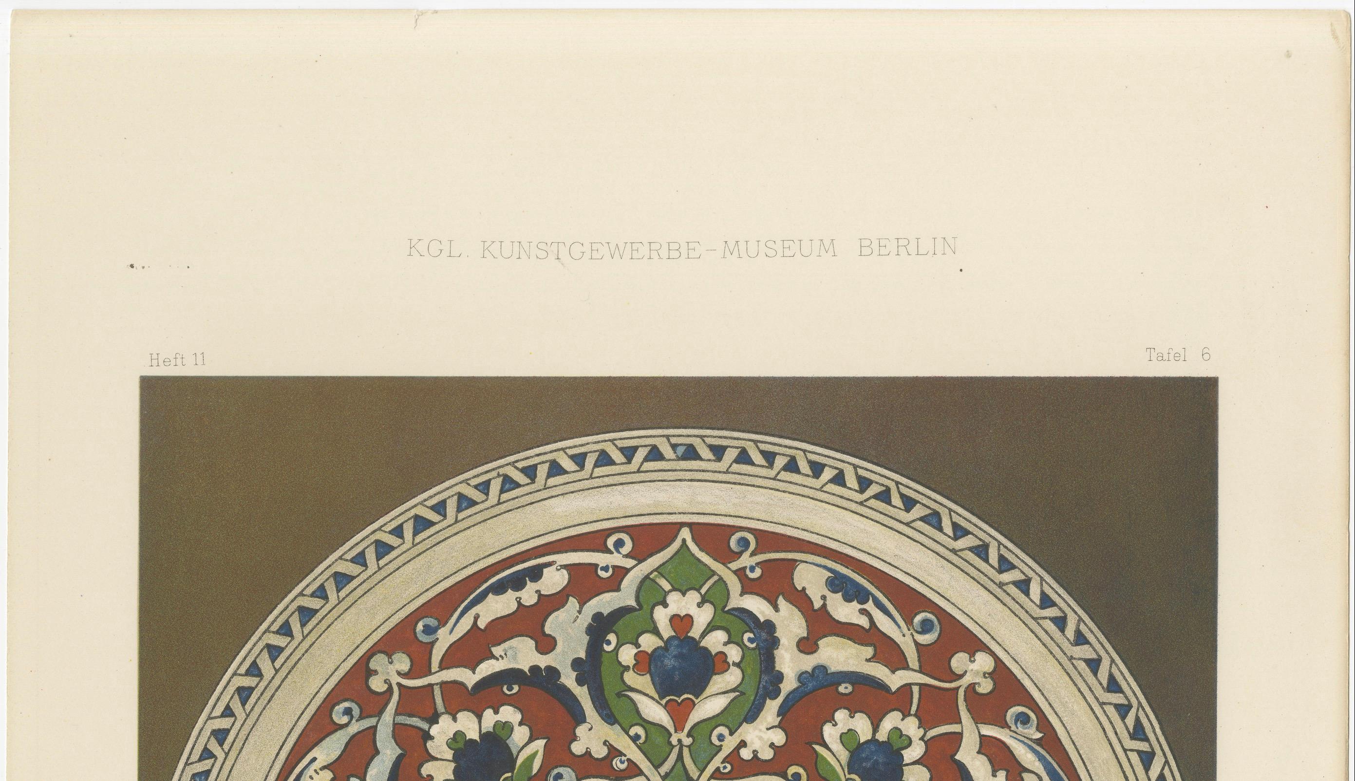 Türkischer Fayence-Teller mit stilisiertem Blumenmedaillon - J. Lessing, Berlin 1890 (Deutsch) im Angebot