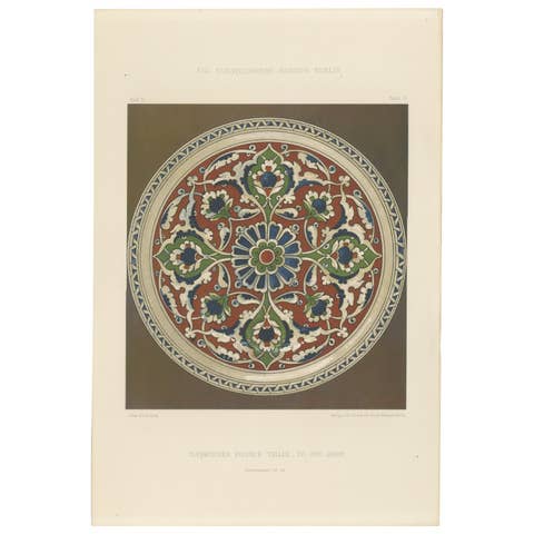 Turkish Faience Plate with Stylized Floral Medallion – J. Lessing, Berlin 1890
