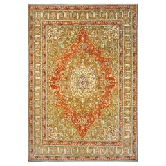 Türkische Farahan Wolle 10X14 Elfenbein, Olive & Orange Handgefertigter Vorleger