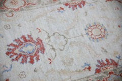 Floral Turkish Finewoven Wool Oushak Rug in Red, Cream, and Green 2'8" x 6'2"