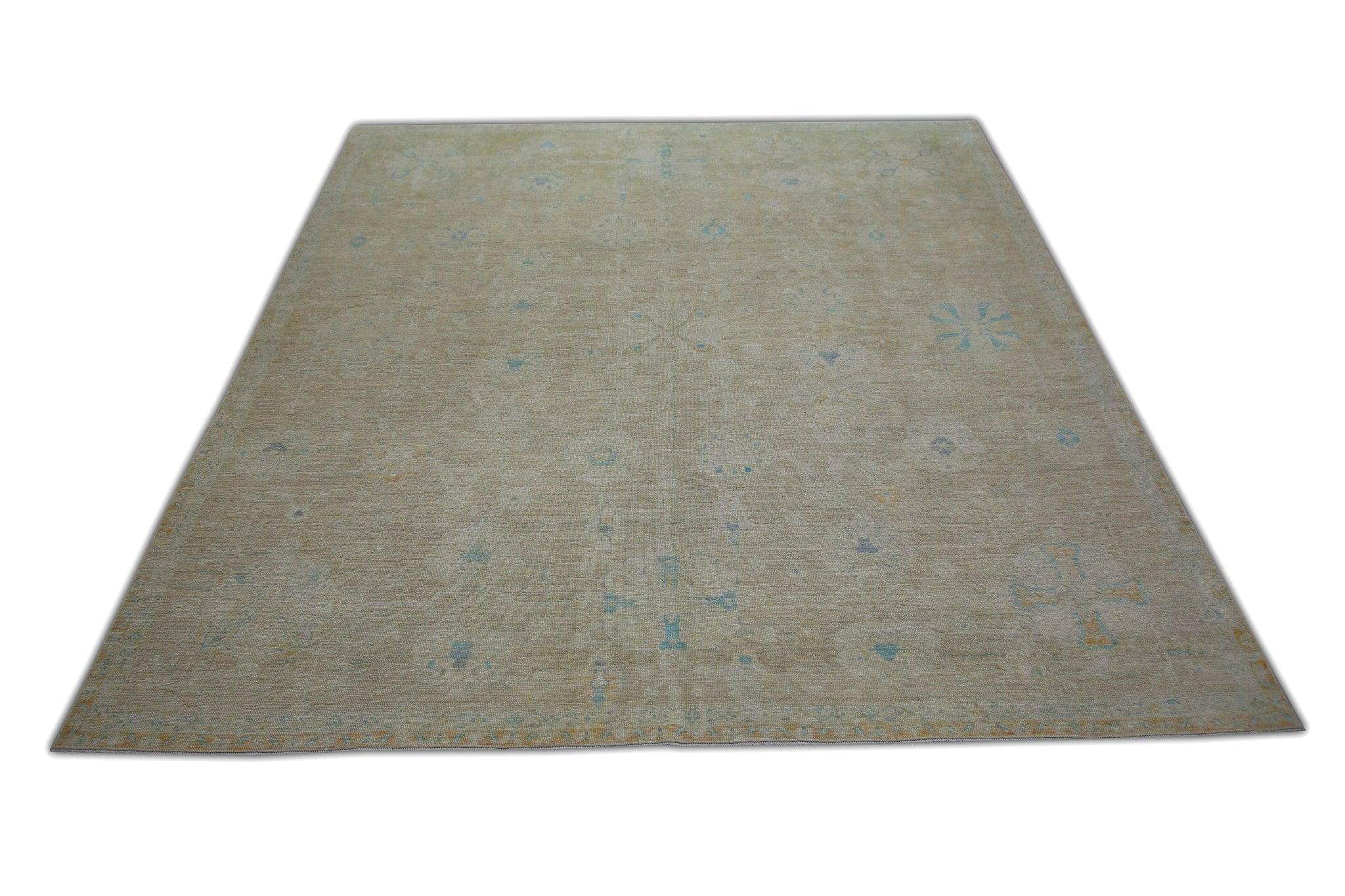 Contemporary Multicolor Floral Turkish Finewoven Wool Oushak Rug 9'2