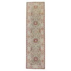 Red and Green Floral Turkish Finewoven Wool Oushak Rug 2'8" x 9'6"
