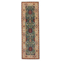 Cream, Green, and Red Floral Turkish Finewoven Wool Oushak Rug 2
7" x 8
5"
