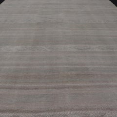Turkish Flat-Weave Kilim in Muted Colors with Stripes and Embroideries