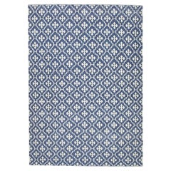 Turkish Flatweave Handmade Kilim Blue Geometric Wool Rug 10'3" x 14'5"