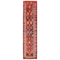 Runner vintage dal design geometrico curdo turco con design tribale all-over