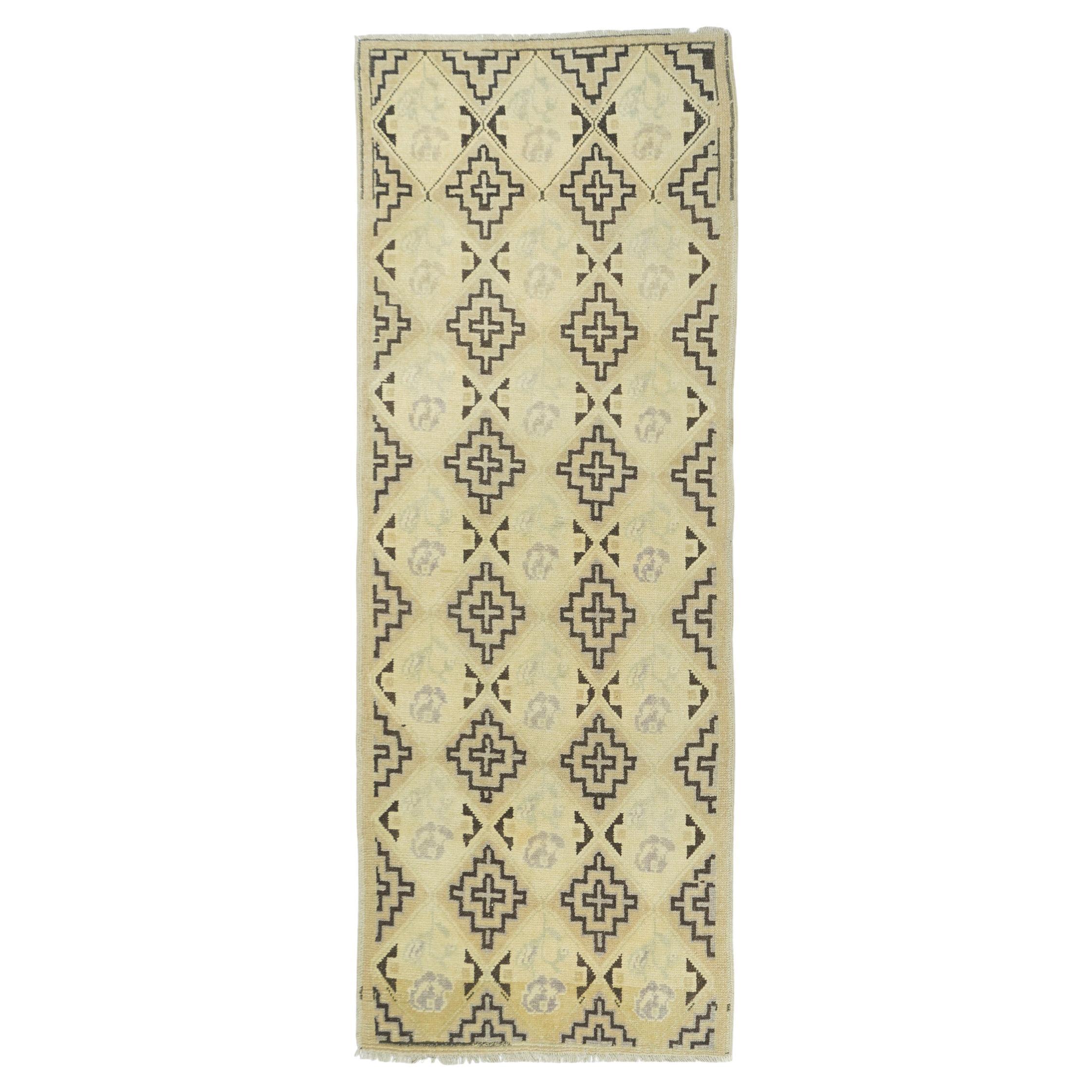 Turkish Geometric Runner 2'7'' x 7'0" For Sale