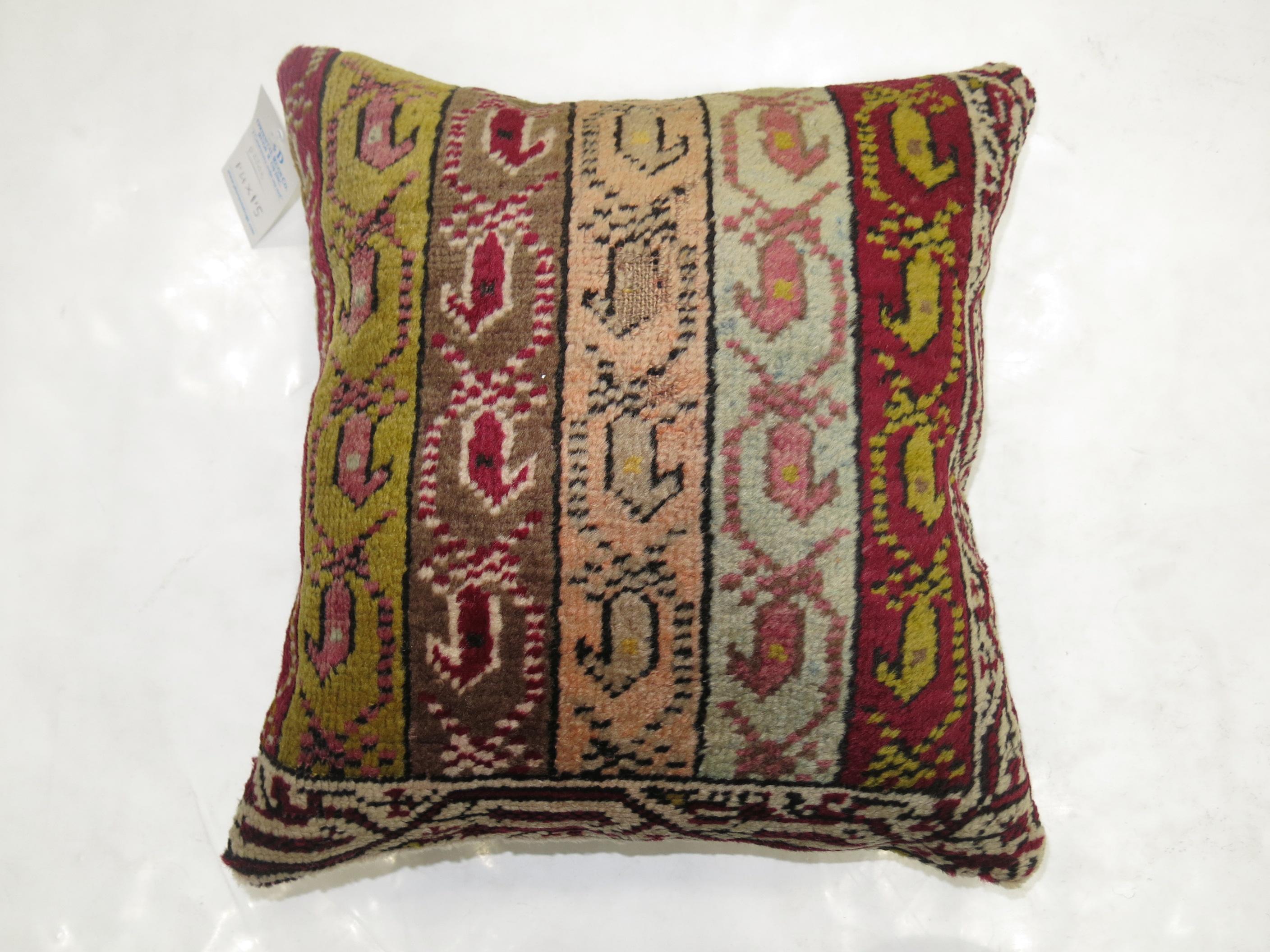 Anglo-Indian Turkish Ghiordes Rug Pillow
