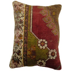 Vintage Turkish Ghiordes Rug Pillow
