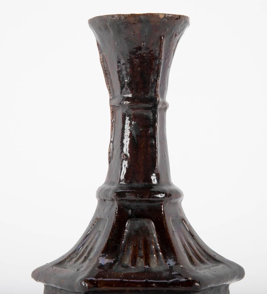Moorish Turkish Glazed Ceramic Hexagonal Bottle Vase