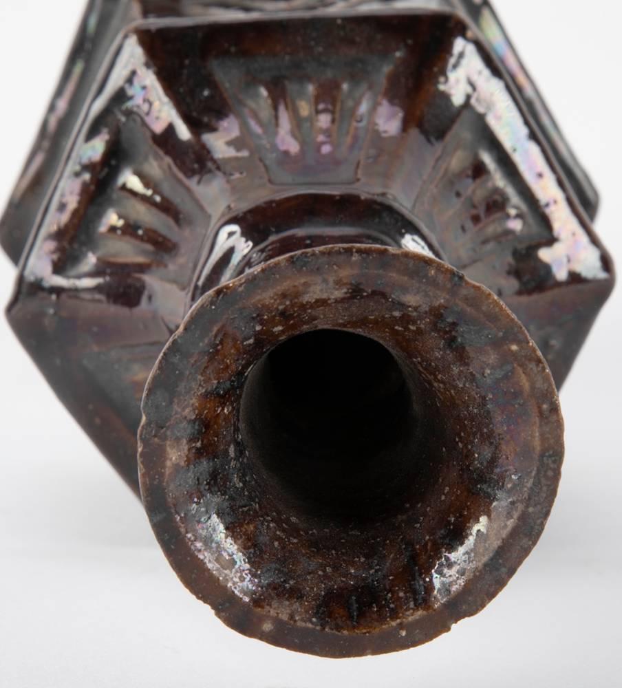 Turkish Glazed Ceramic Hexagonal Bottle Vase 1