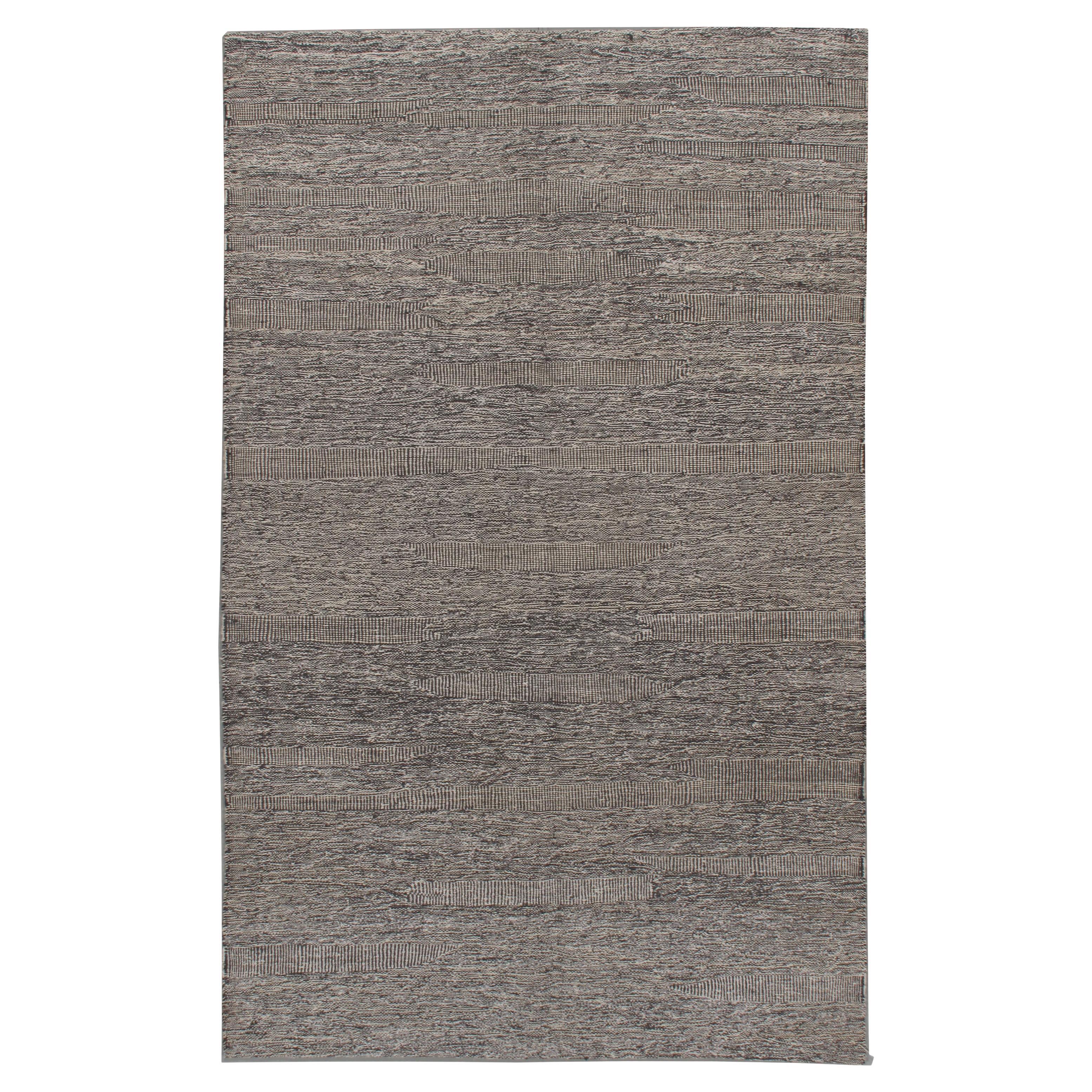 Türkischer grauer Flachgewebe-Kelim-Teppich  5' x 8'