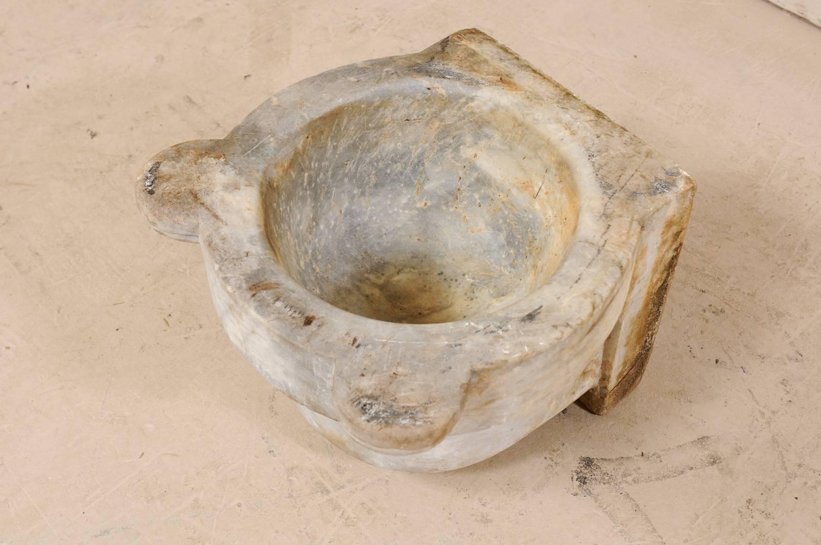 Turkish Hammam Hand-Carved Marble Wash Basin from the 19th Century 1