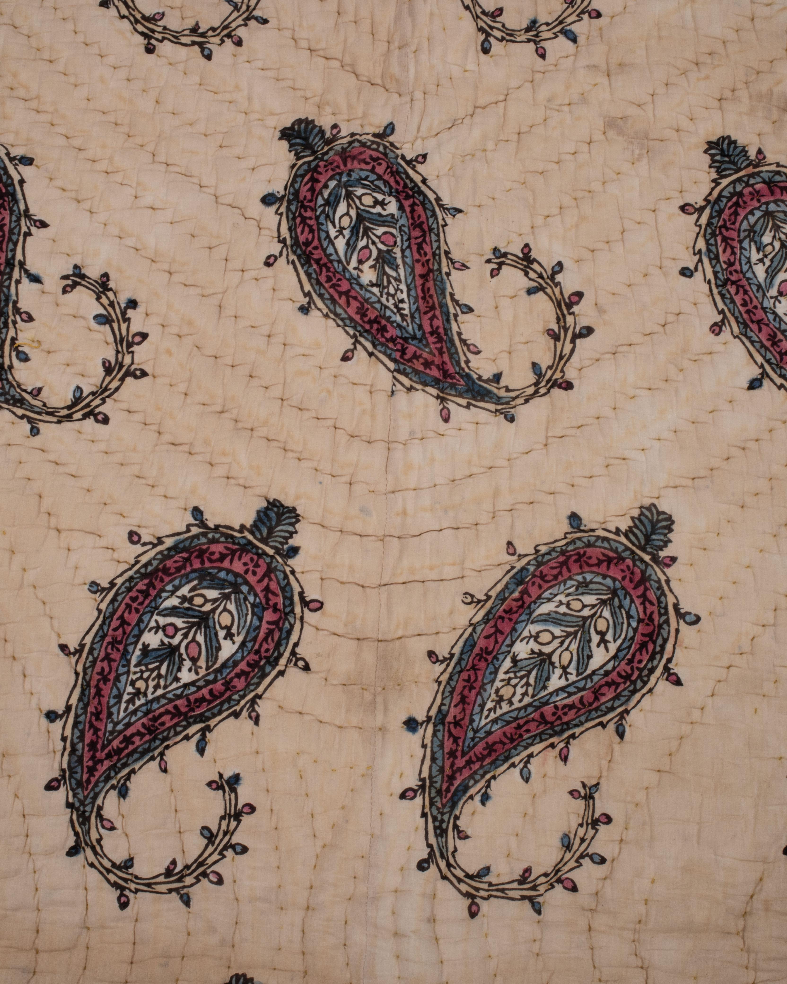 Colcha turca estampada a mano, yorgan, Turquía, principios del siglo XX. Acolchado en venta
