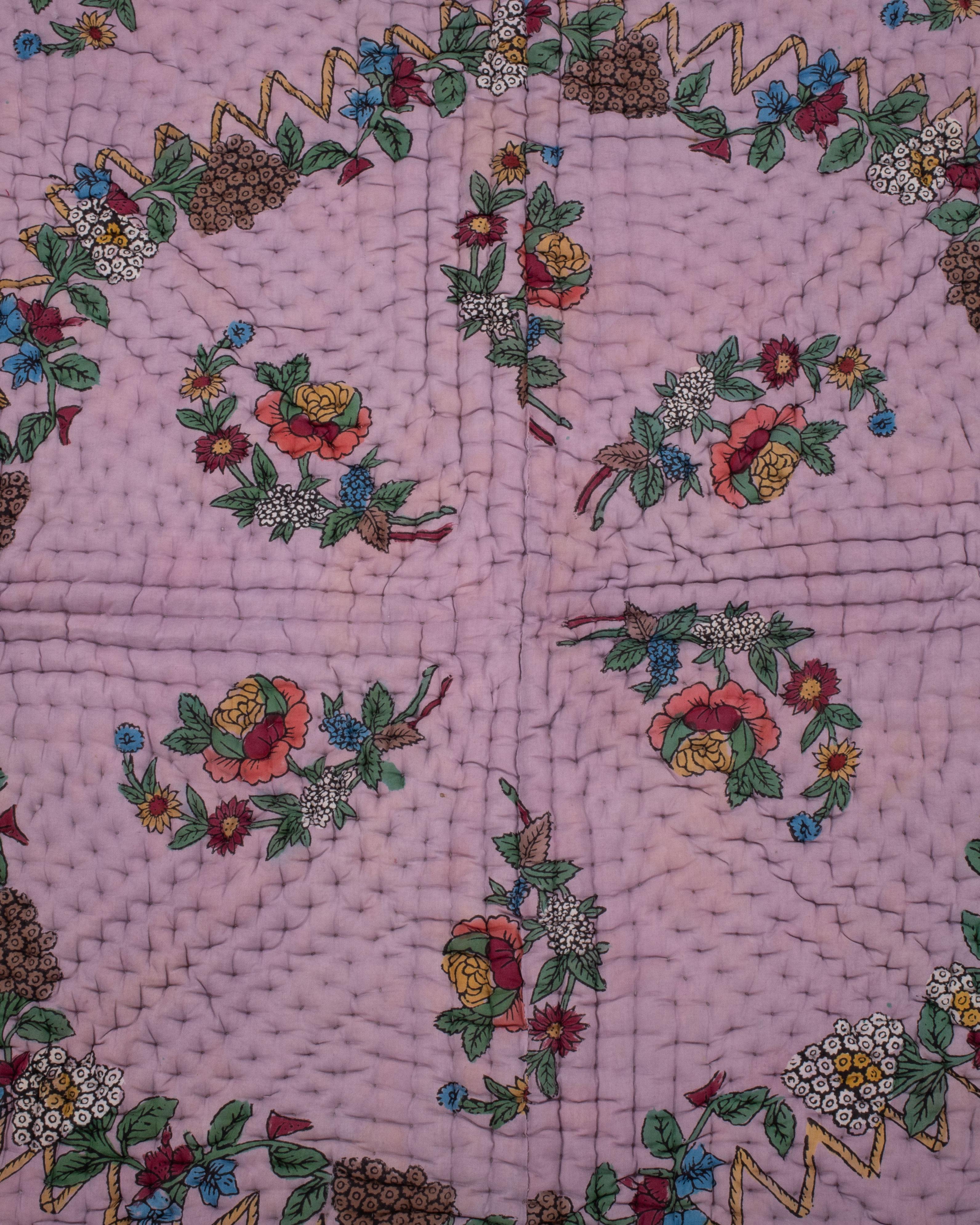 Colcha turca estampada a mano, yorgan, Turquía, principios del siglo XX. Algodón en venta