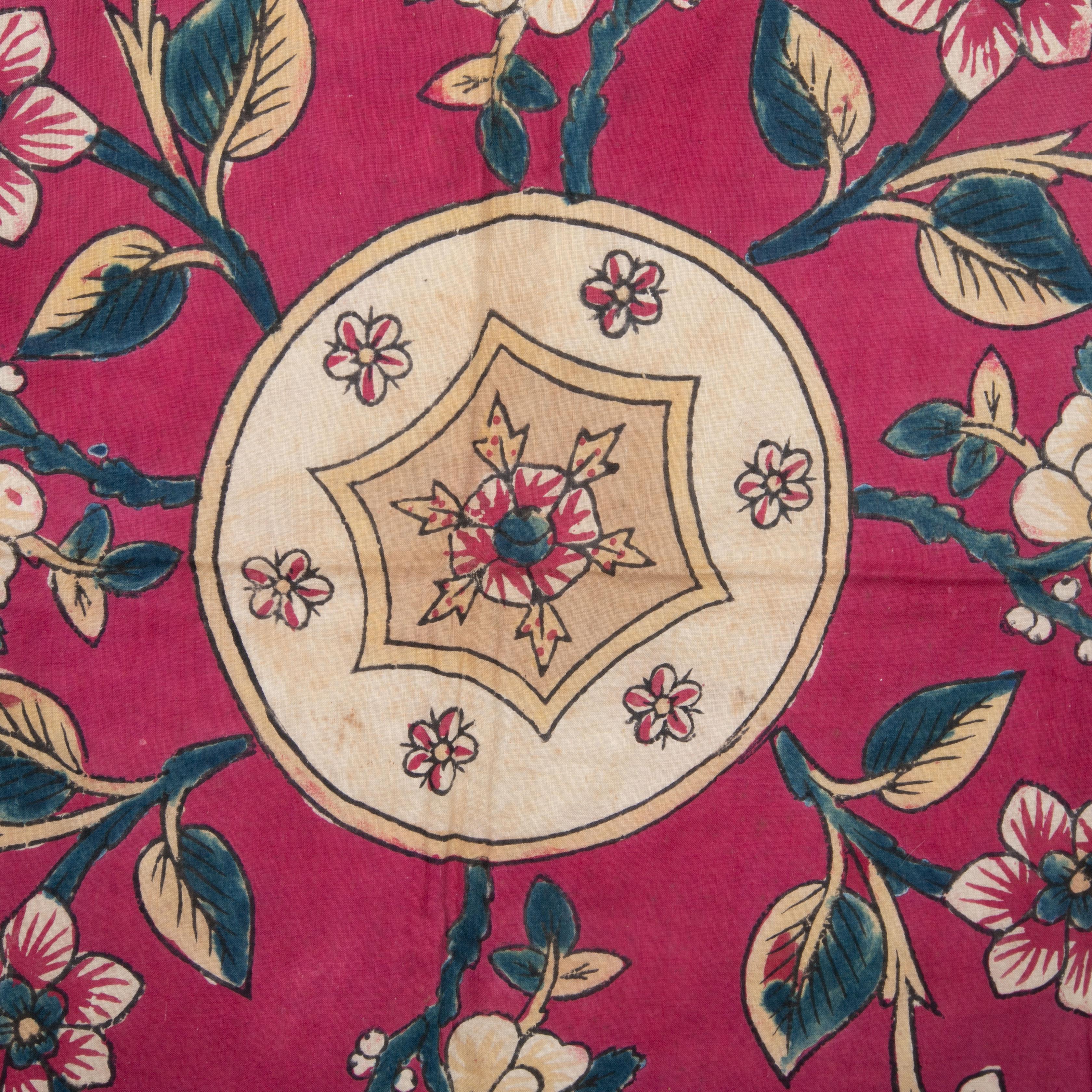 Türkisches handgedrucktes quadratisches Paneel, Bokhca, 1. Hälfte des 20. Jahrhunderts (Baumwolle) im Angebot
