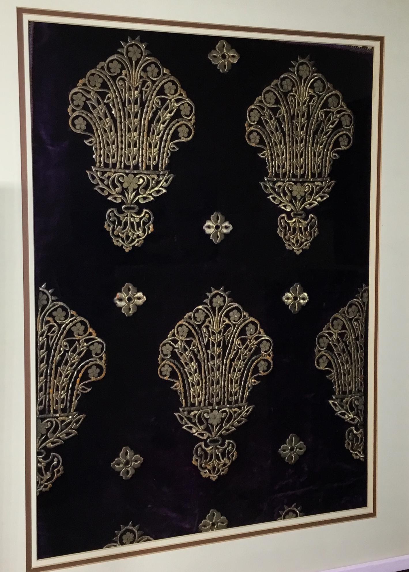 Turkish Hand Embroidery Textile in Shadowbox In Good Condition For Sale In Delray Beach, FL