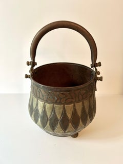 Turkish Hand Made Brass and Copper with Handle and Hammered Details