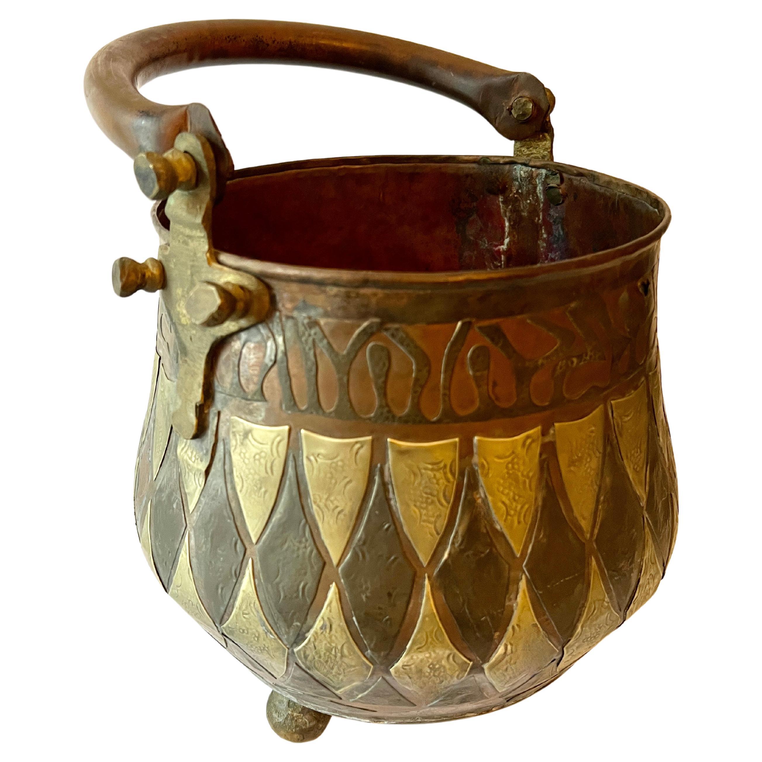 Ottone e rame turco Hand Made con manico e dettagli martellati