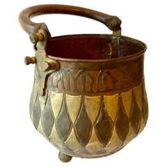Turkish Hand Made Brass and Copper with Handle and Hammered Details