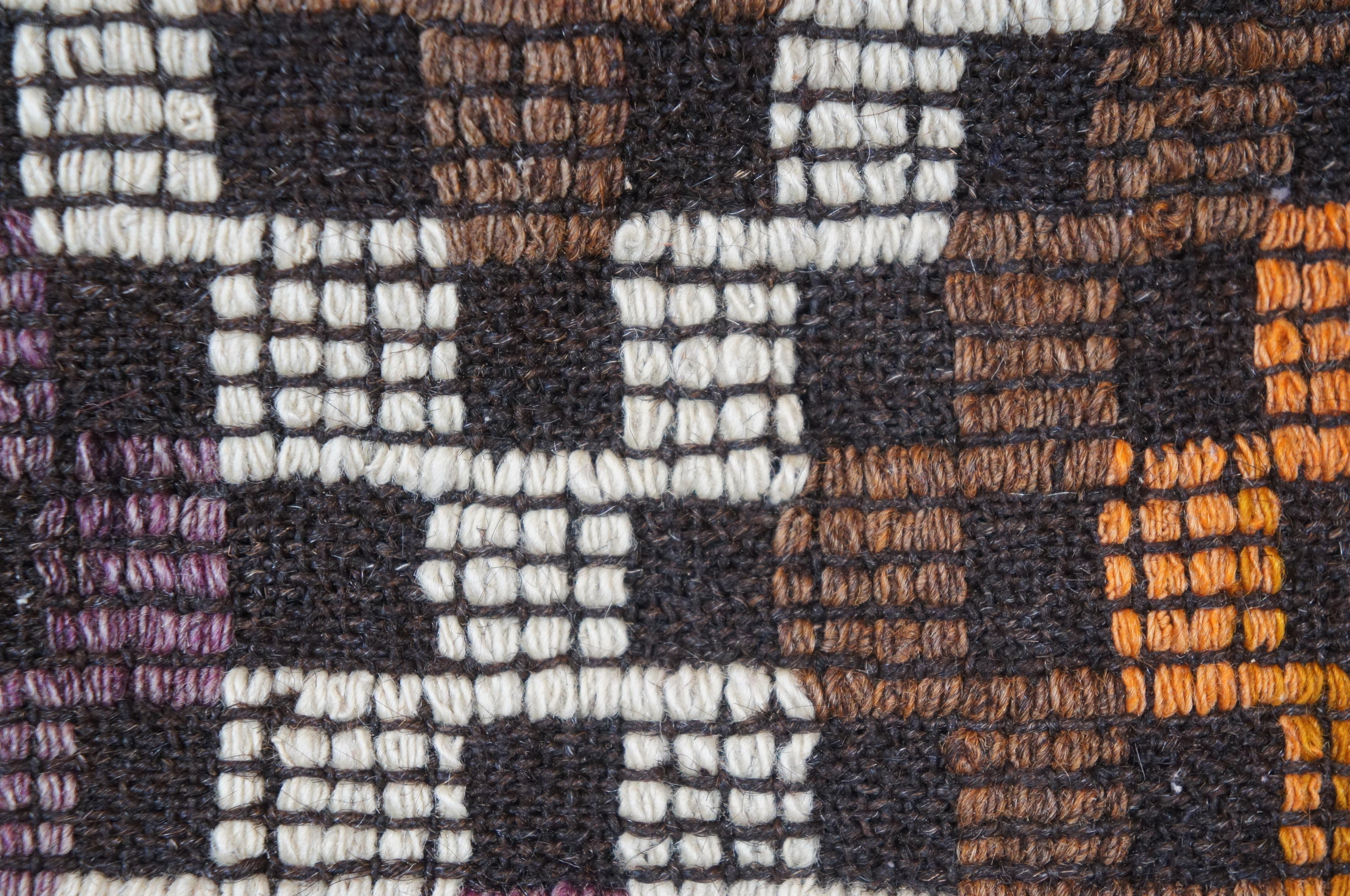 Turkish Hand Woven Wool Cotton Geometric Oldkilim Kilim Lumbar Throw Pillow 18