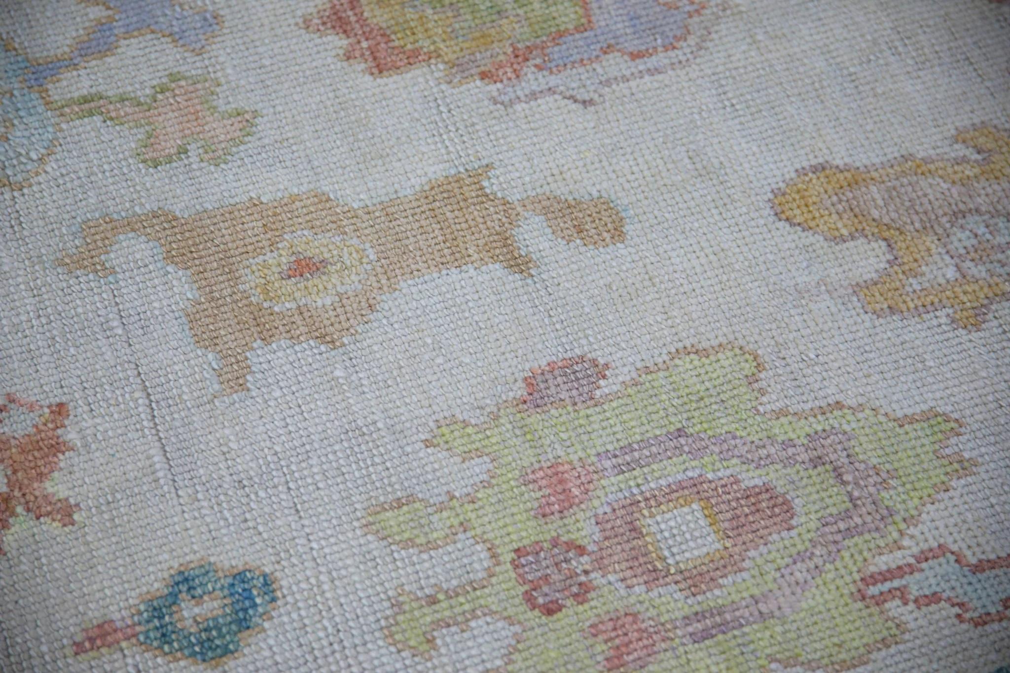 Türkische Handarbeit Oushak Teppich Blau Creme Wolle Teppich 6' x 9'3