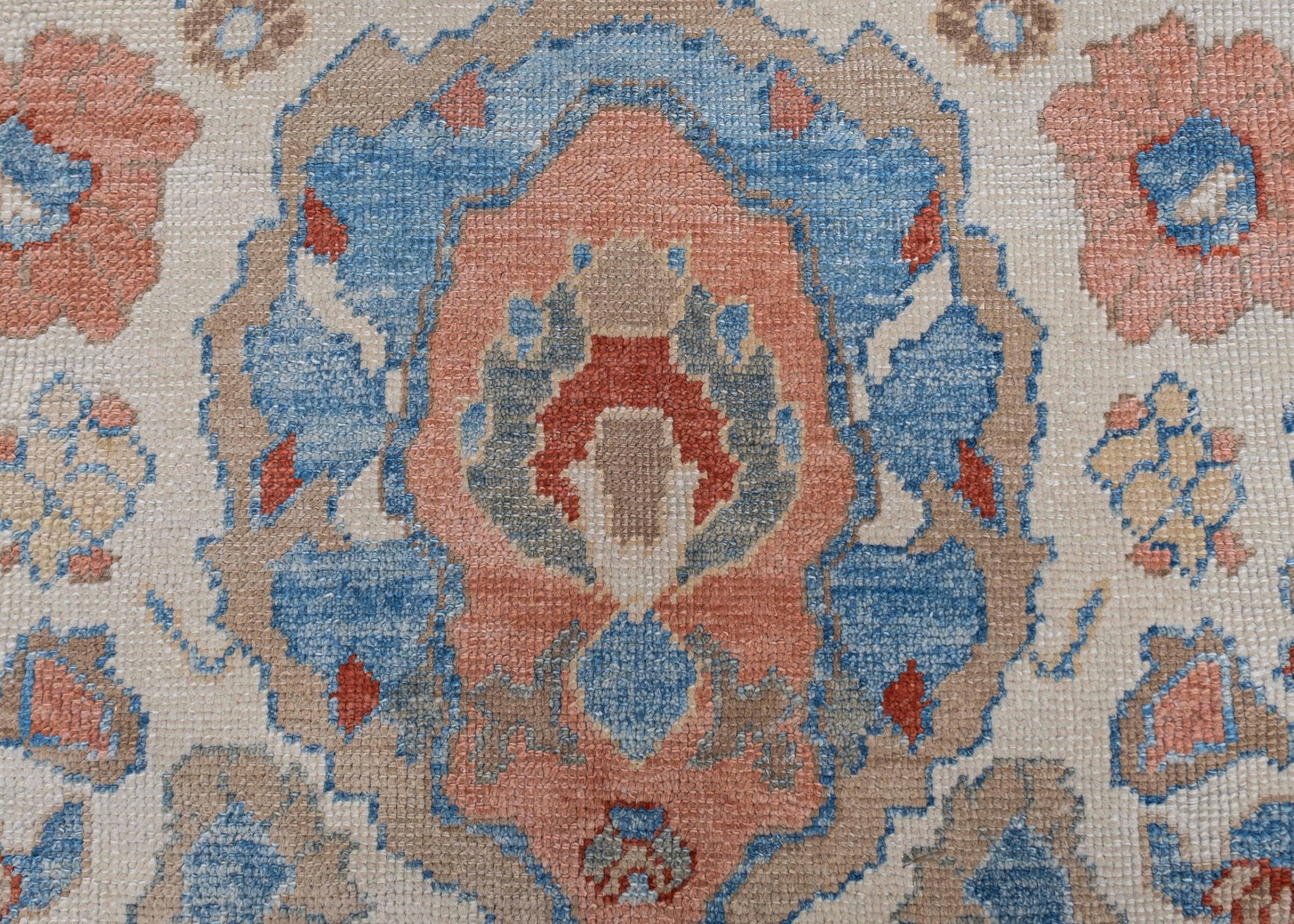 Noué à la main Tapis turc fait à la main Design/One floral et géométrique Tapis 13' x 16'2