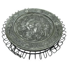 Turkish Handmade Reticulated Tray on a Mid-Century Modern Side Table Base