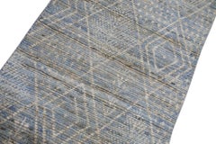 Turkish Handmade Wool Rug Modern Brown Blue Tulu Runner 2'9" x 9'7"