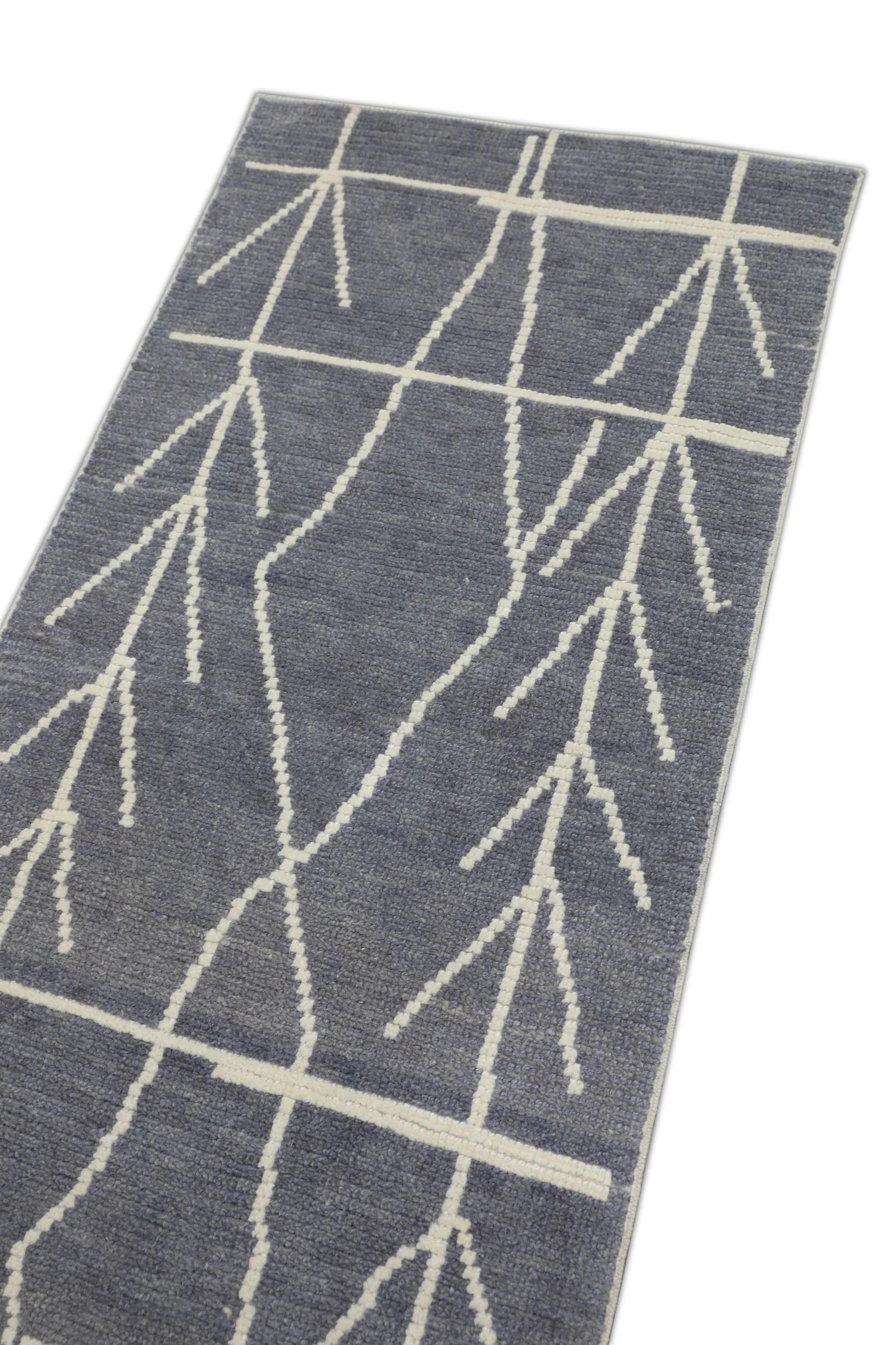 Moderno Tappeto turco in lana fatto a mano Modern Tulu Blue Gray Runner 2'6