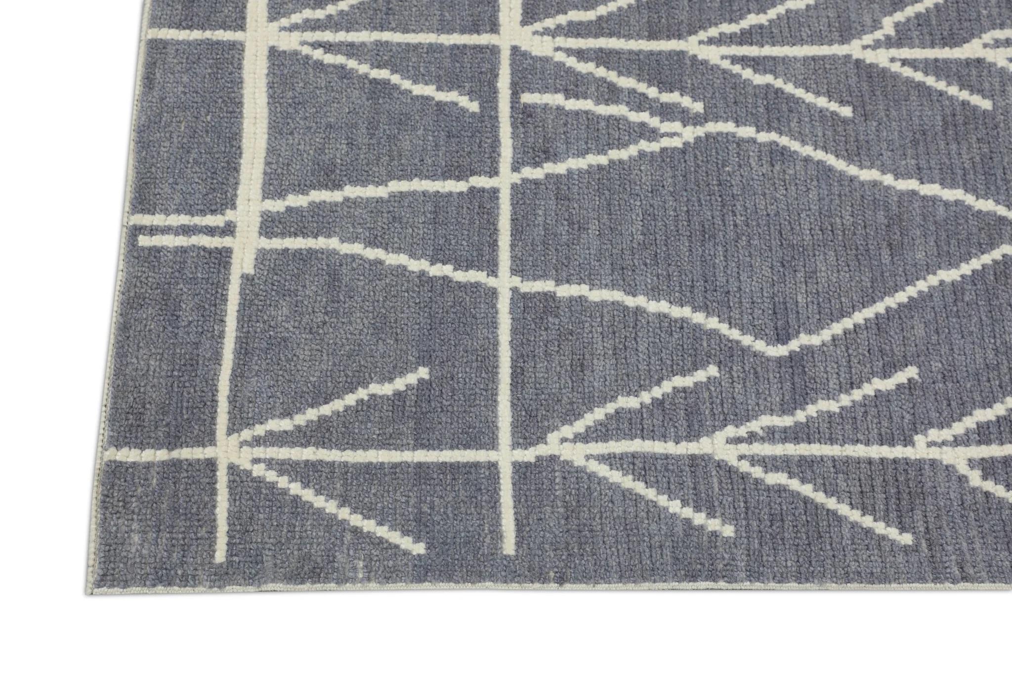 Tintura vegetale Tappeto turco in lana fatto a mano Modern Tulu Blue Gray Runner 2'6