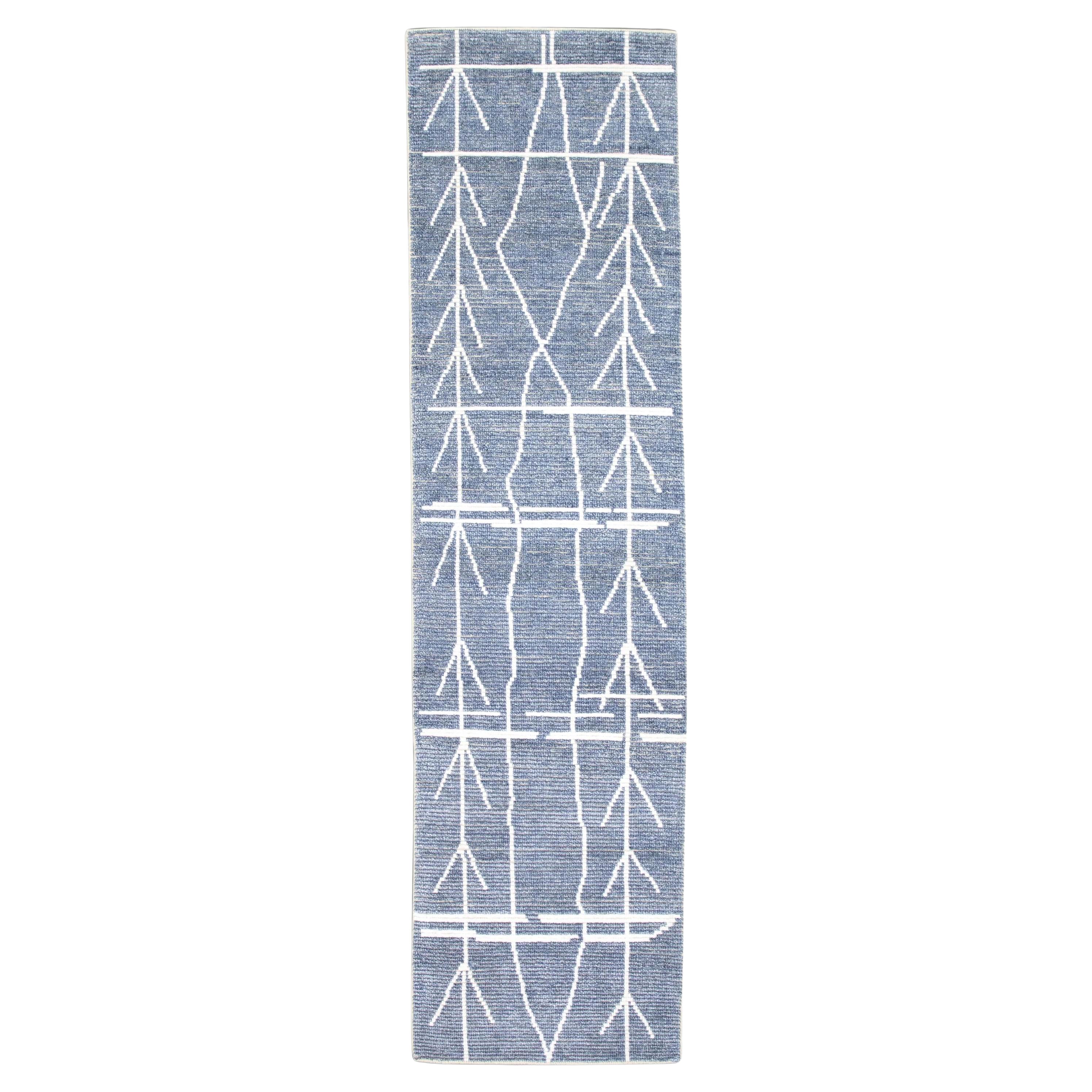 Tappeto runner turco in lana Tulu blu fatto a mano all'inizio del 21° secolo 2'10" x 10'6"