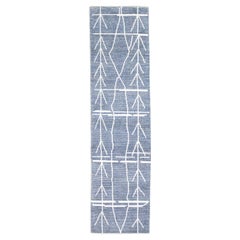 Tappeto runner turco in lana Tulu blu fatto a mano all'inizio del 21° secolo 2'10" x 10'6"