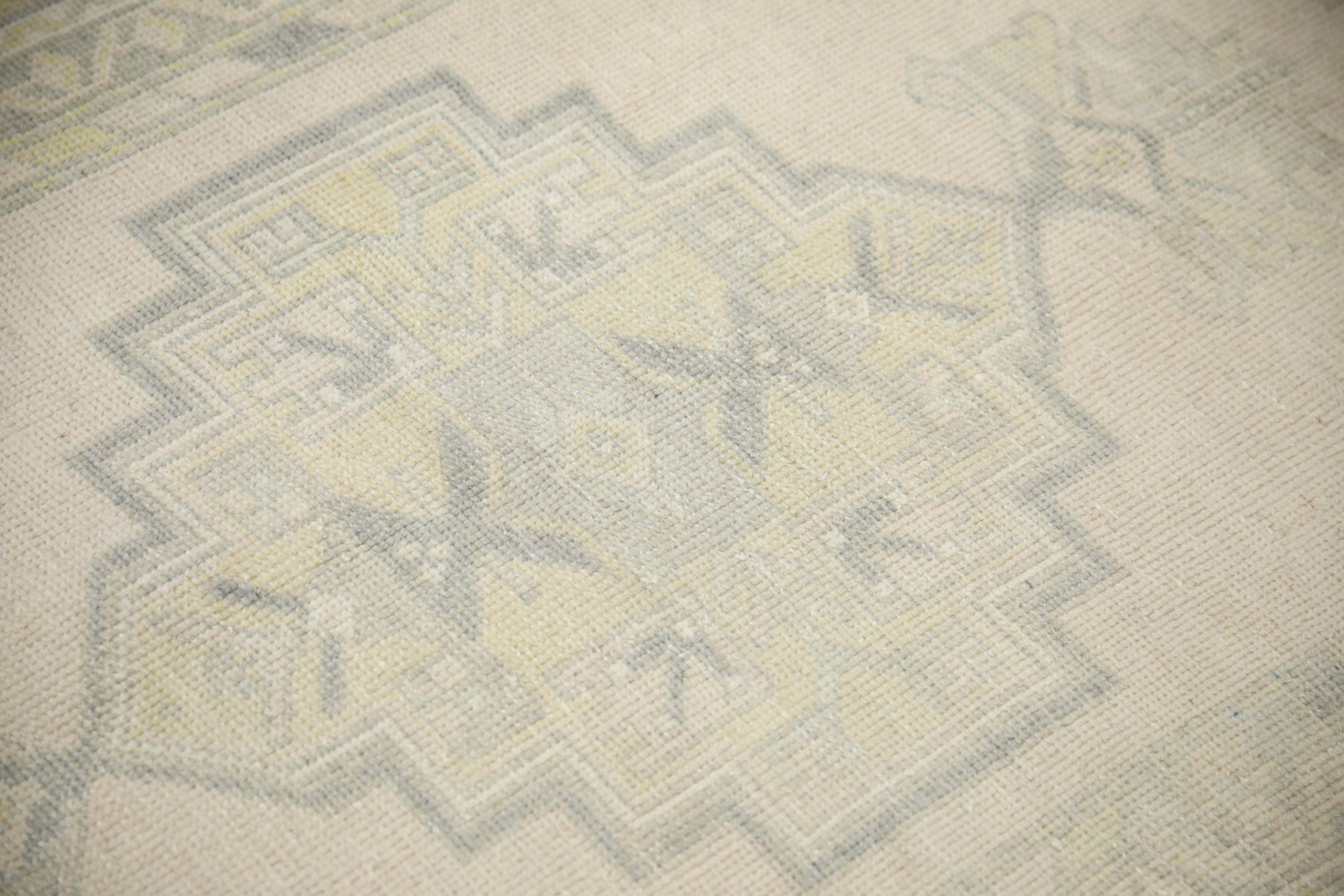 Turkish Handwoven Wool Rug Gray & Beige Vintage Rug 4' x 7'3