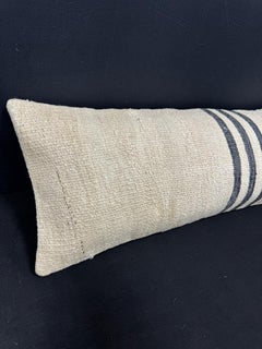 Kissenbezug aus türkischem Hanf, naturbeige-schwarz  12"x46" #30311