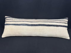 Turkish Hemp Pillow Cushion Natural Beige Black Cushion Cover  14"x40" #30431