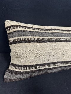 Turkish Hemp Pillow Cushion Natural Beige Black Cushion Cover 14x40 #30474