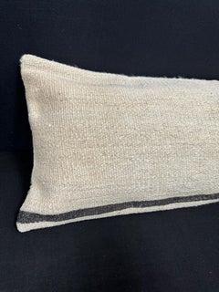Turkish Hemp Pillow Cushion Natural Beige Black Cushion Cover  14"x40" #30523
