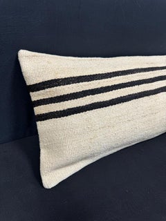 Turkish Hemp Pillow Cushion Natural Beige Black Cushion Cover  14"x45" #18009