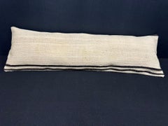 Turkish Hemp Pillow Cushion Natural Beige Black Cushion Cover  14"x45" #18059