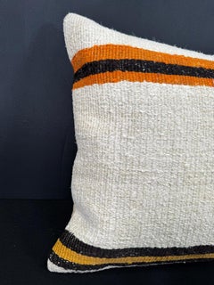 Turkish Hemp Pillow Cushion Natural Beige Black Cushion Cover  20"x20" #30535