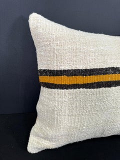 Coussin en chanvre turc, housse de coussin beige naturel et noir, 20 x 20, n° 30590