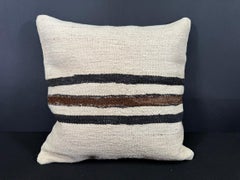 Turkish Hemp Pillow Cushion Natural Beige Black Cushion Cover 20x20 #30645