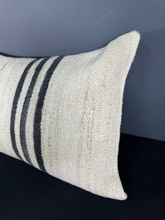 Turkish Hemp Pillow Cushion Natural Beige Black Pillow Cushion Cover  16 "x 24" #30012